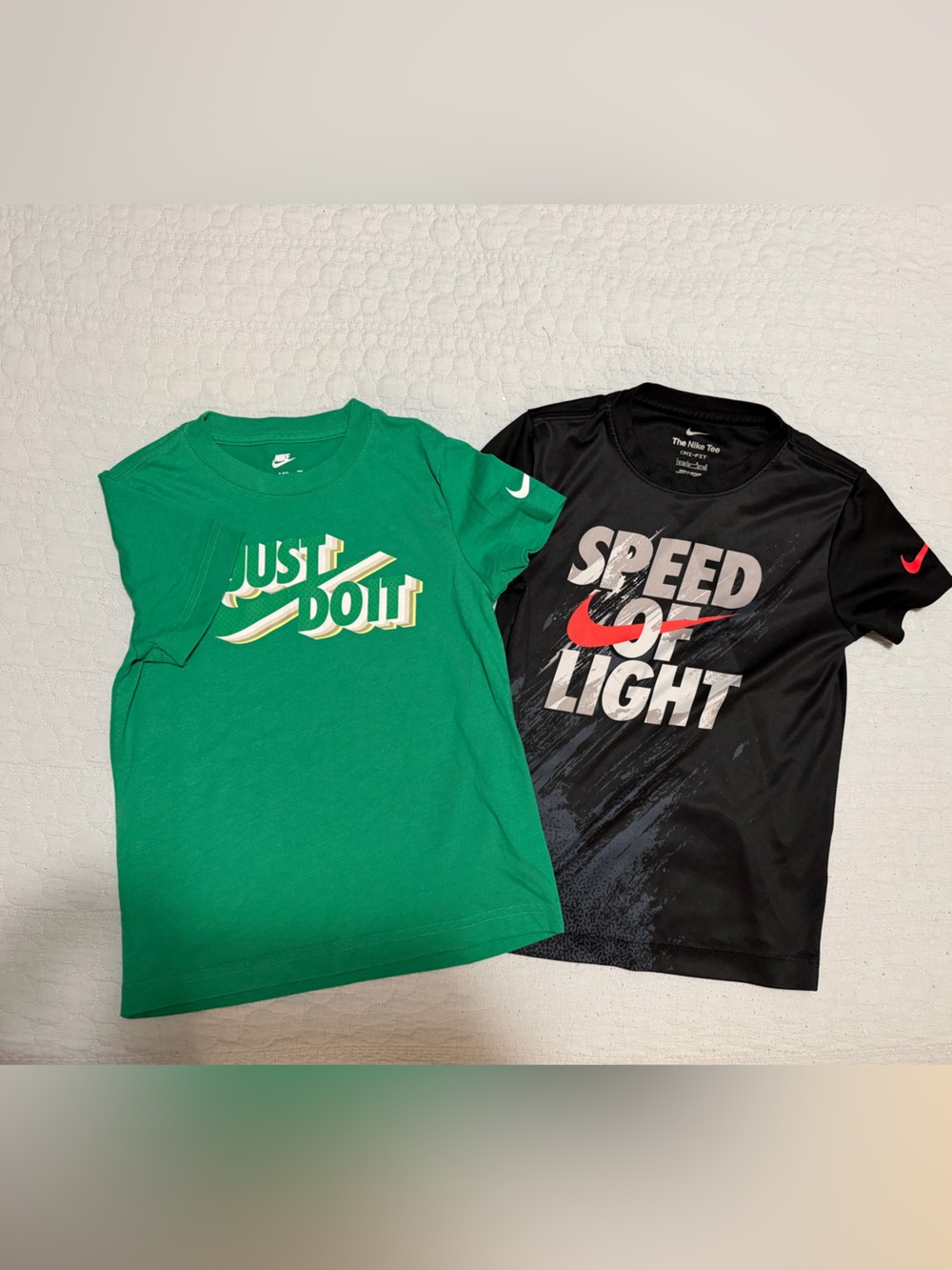 Nike Green 'Just Do It' Tee & Black 'Speed Light' Performance Tee